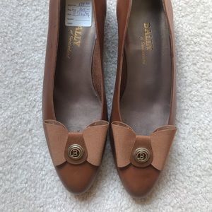 NWT BALLY Brown Ballet Flat Shoes with Bow